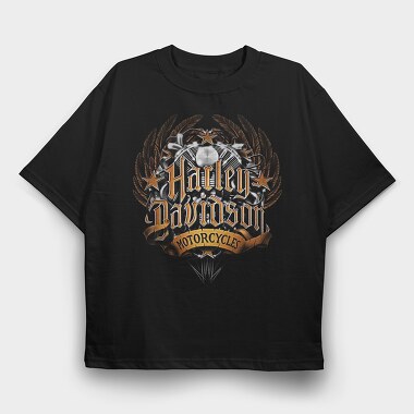 Harley Davidson Wreath Stars Bike, Tricou Oversize Barbati (Unisex)