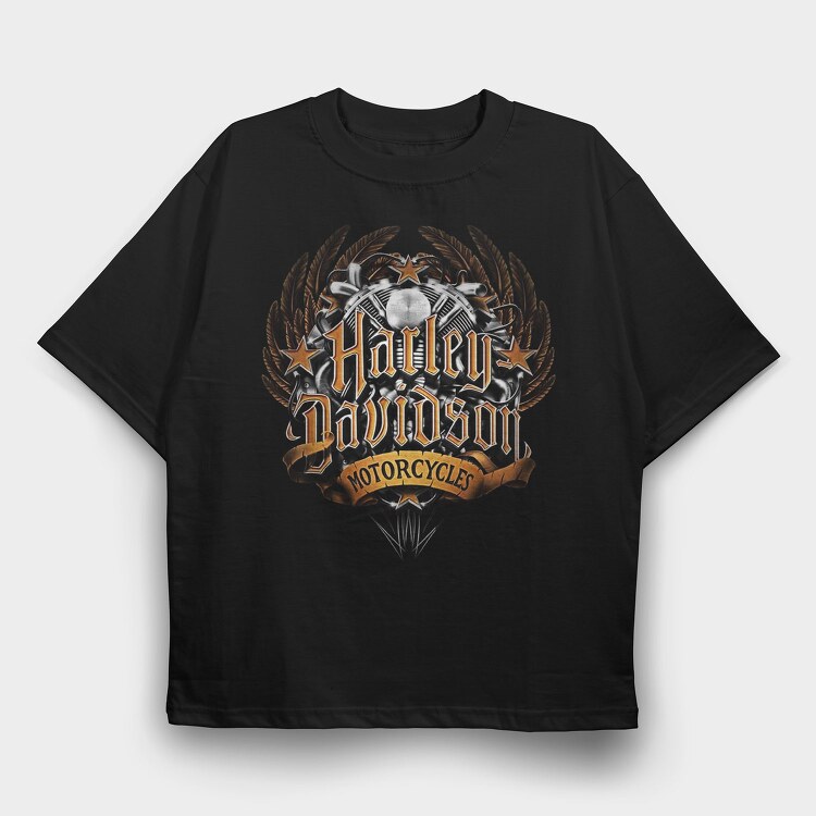 Harley Davidson Wreath Stars Bike, Tricou Oversize Barbati (Unisex)