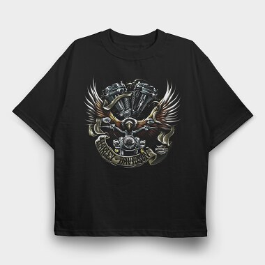 Harley Eagle Biker Flag 2, Tricou Oversize Barbati (Unisex)