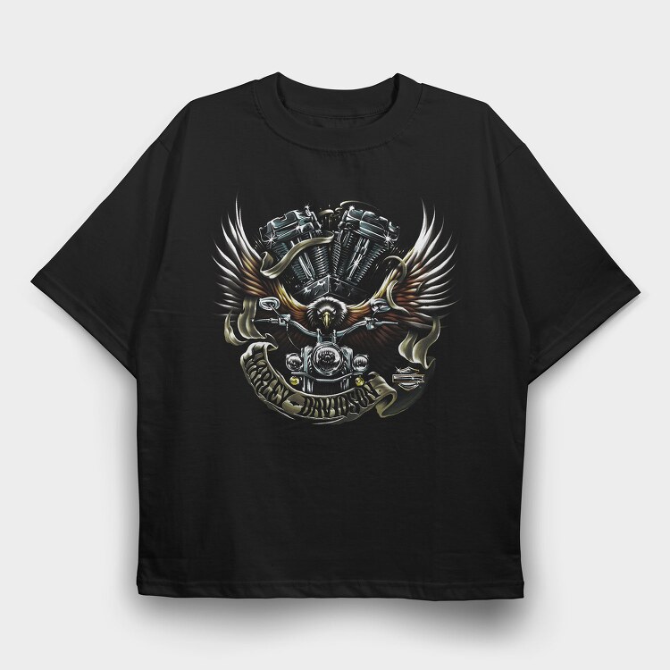 Harley Eagle Biker Flag 2, Tricou Oversize Barbati (Unisex)
