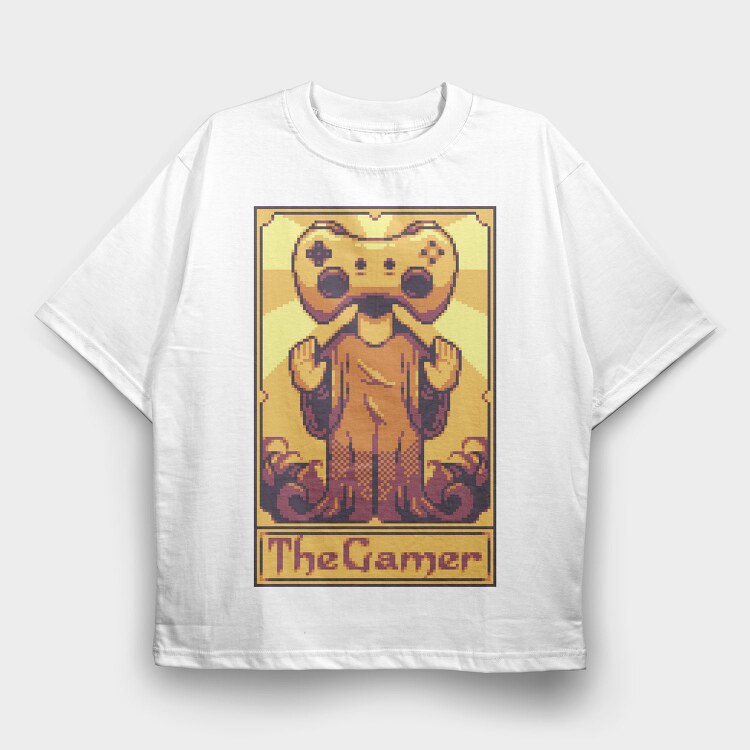 Pixelart Tarot Card the Gamer, Tricou Oversize Barbati (Unisex)