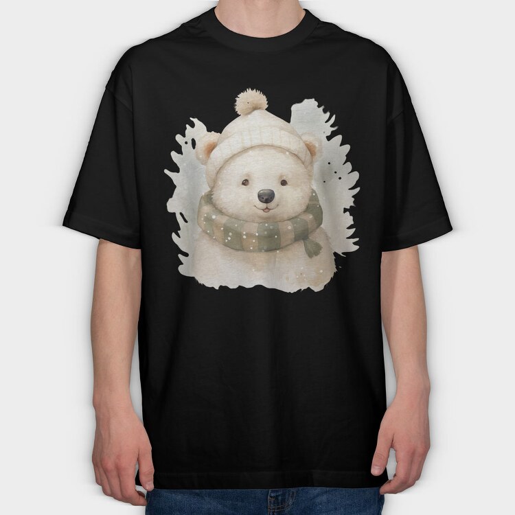 Polar Bear Winter Hat, Tricou Oversize Barbati (Unisex)