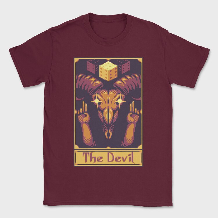 Pixelart Tarot Card the Devil, Tricou Barbati (Unisex)