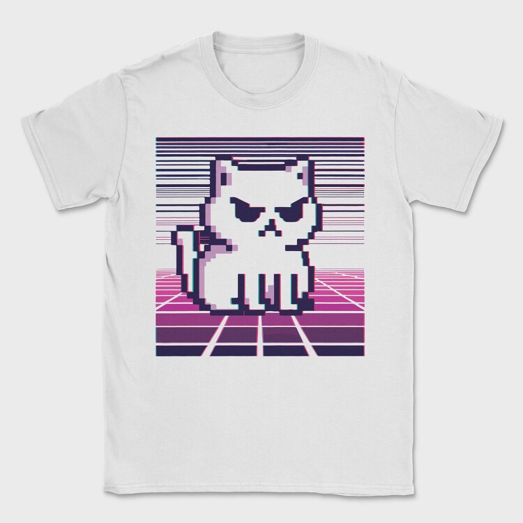 Pixel White Cat, Tricou Barbati (Unisex)