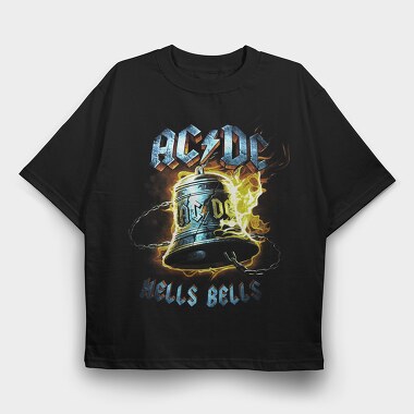 Acdc Bell Flames Eyes, Tricou Oversize Barbati (Unisex)