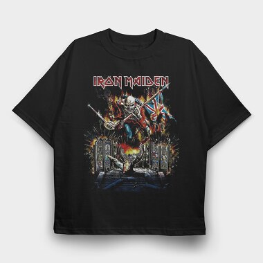 Iron Maiden British Fire, Tricou Oversize Barbati (Unisex)