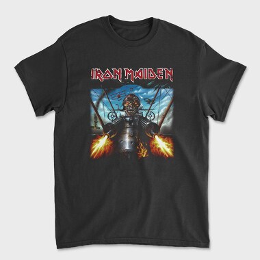 Iron Maiden Robot Face Flames, Tricou Barbati (Unisex)