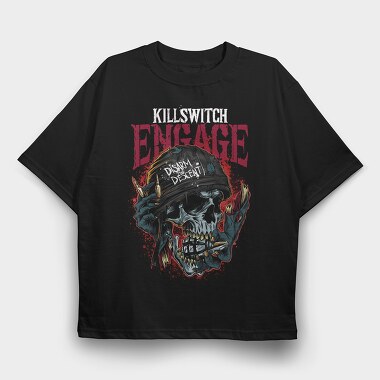 Killswitch Engage Skull Flames, Tricou Oversize Barbati (Unisex)