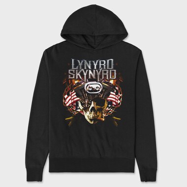 Lynnyrd Skynyrd Flames Flag Skull, Hanorac Oversize Barbati (Unisex)