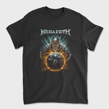 Megadeth Skull Planet Flames, Tricou Barbati (Unisex)