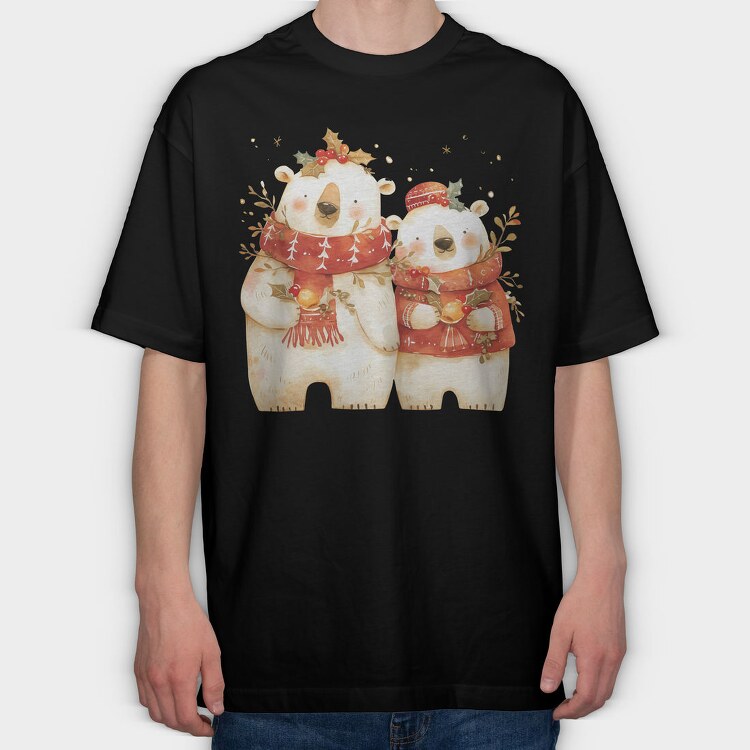 Polar Bears Christmas, Tricou Oversize Barbati (Unisex)