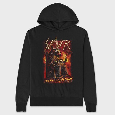 Slayer Skull Flames Crosses 2, Hanorac Oversize Barbati (Unisex)