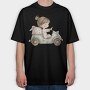 Pink Vintage Car, Tricou Oversize Barbati (Unisex)