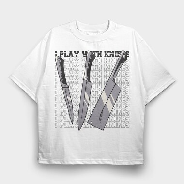 Play With Knives, Tricou Oversize Barbati (Unisex)