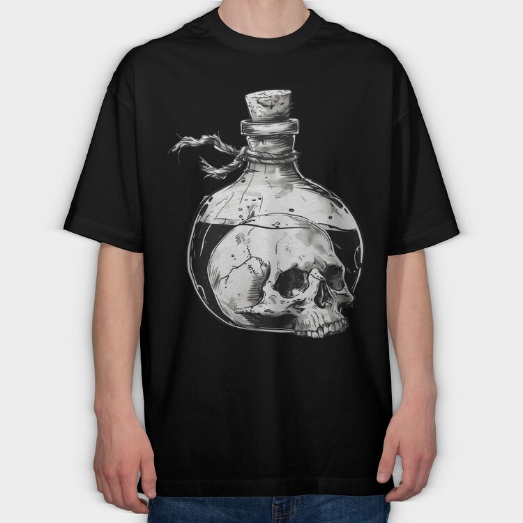 Poison Bottle Skull, Tricou Oversize Barbati (Unisex)