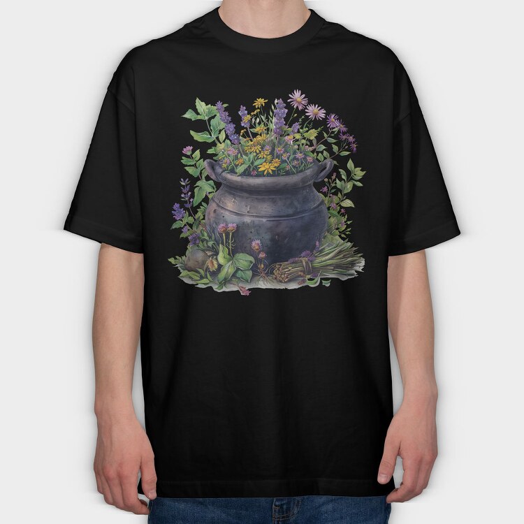 Pot Of Flowers, Tricou Oversize Barbati (Unisex)