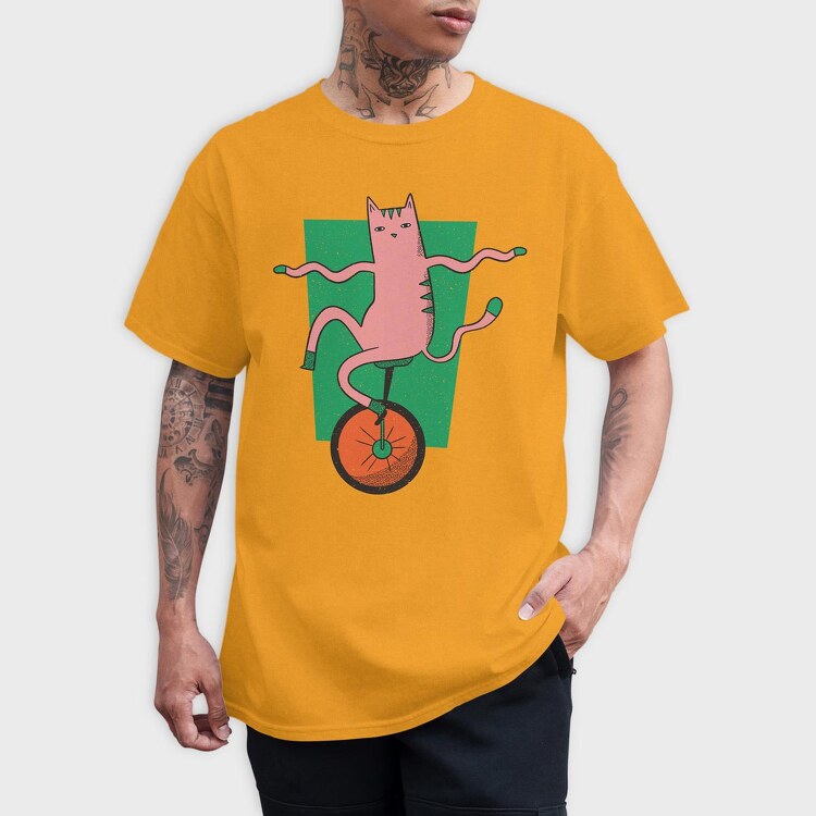 Cat Unicycle, Tricou Barbati (Unisex)