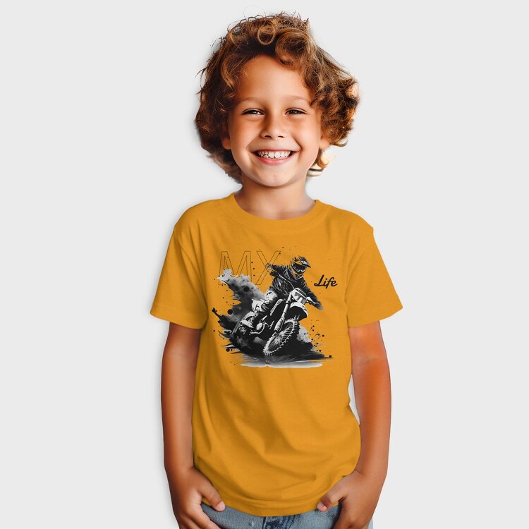 Motocross Rider Kicking Up Dirt Mx Life, Tricou Copii