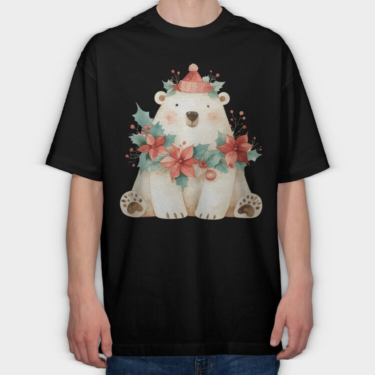 Polar Bear Christmas, Tricou Oversize Barbati (Unisex)