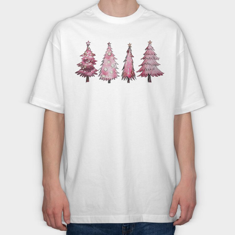 Pink Pine Stars, Tricou Oversize Barbati (Unisex)