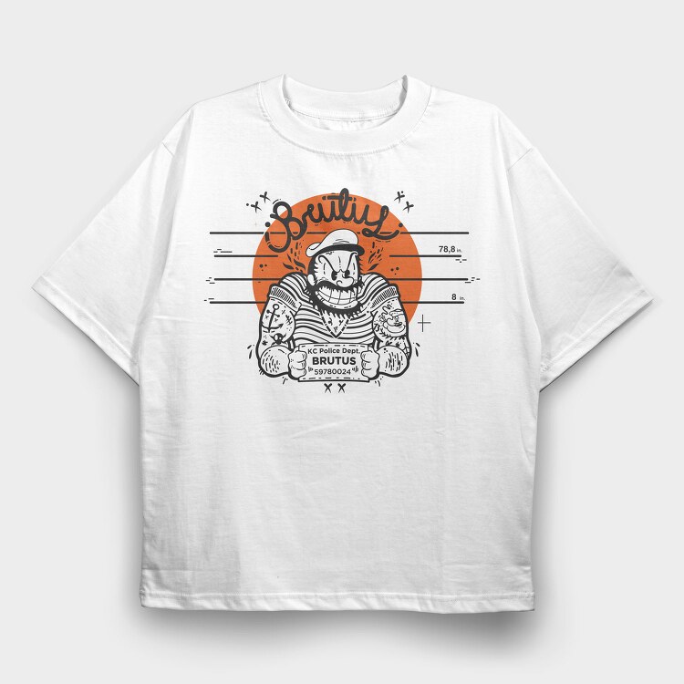 Brutus Police Dept Tattoo 78In, Tricou Oversize Barbati (Unisex)