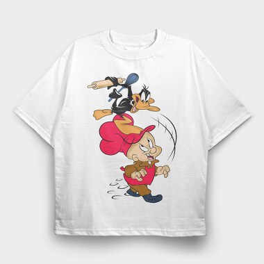 Daffy Duck Cooking Rolling Pin, Tricou Oversize Barbati (Unisex)