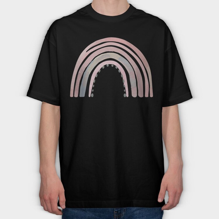 Pink Rainbow Arch, Tricou Oversize Barbati (Unisex)
