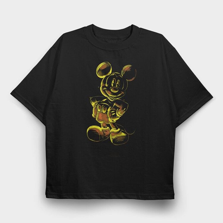 Mickey Mouse Flame Art, Tricou Oversize Barbati (Unisex)