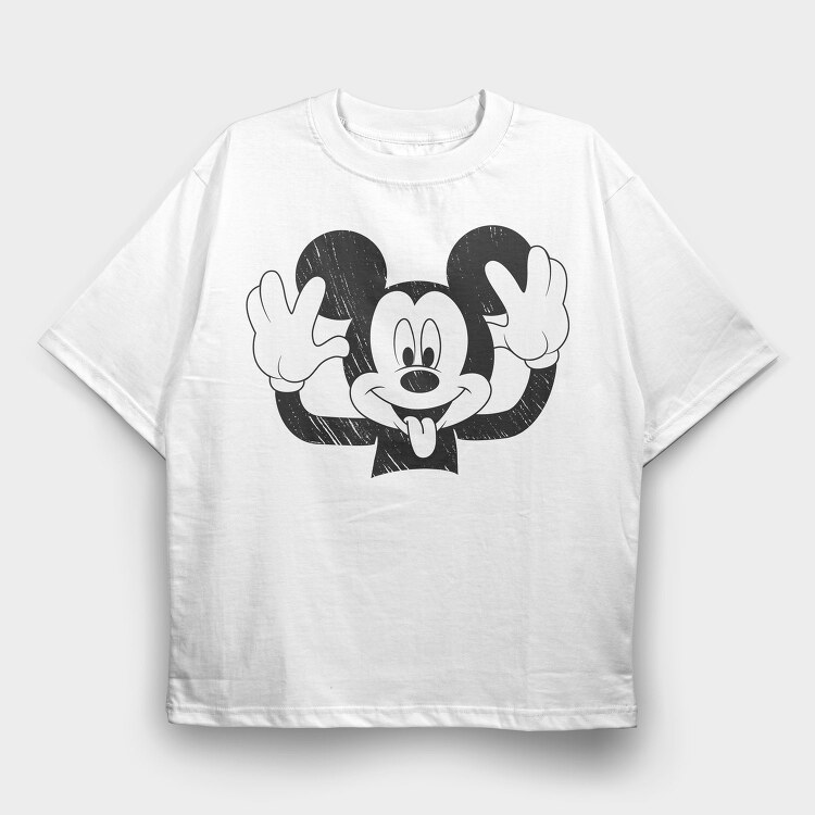Mickey Mouse Waving Urban Art 99, Tricou Oversize Barbati (Unisex)
