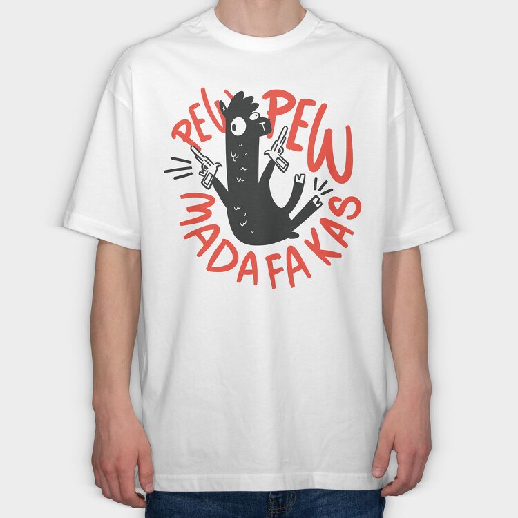 Pew Pew Llama, Tricou Oversize Barbati (Unisex)