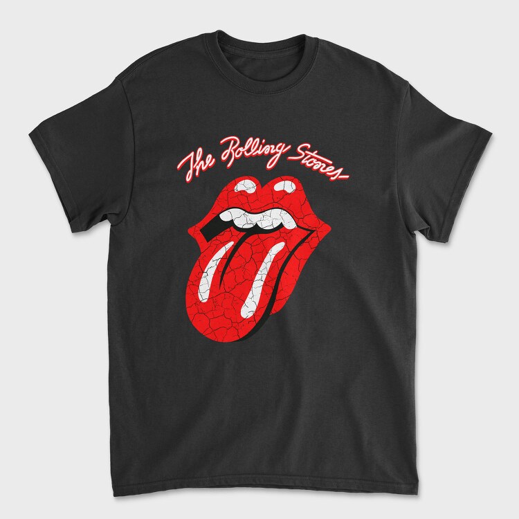 Rolling Stones Lips Red Crack Rock Ribbons, Tricou Barbati (Unisex)