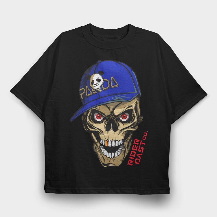 Skull Panda Cap Red Eyes Cast 99, Tricou Oversize Barbati (Unisex)