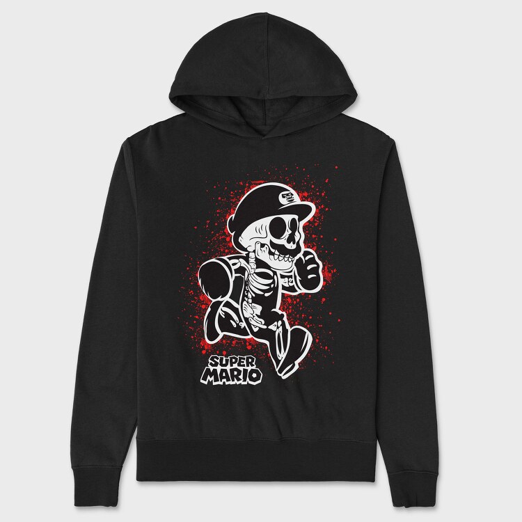 Super Mario Skeleton Blood Splatter, Hanorac Oversize Barbati (Unisex)