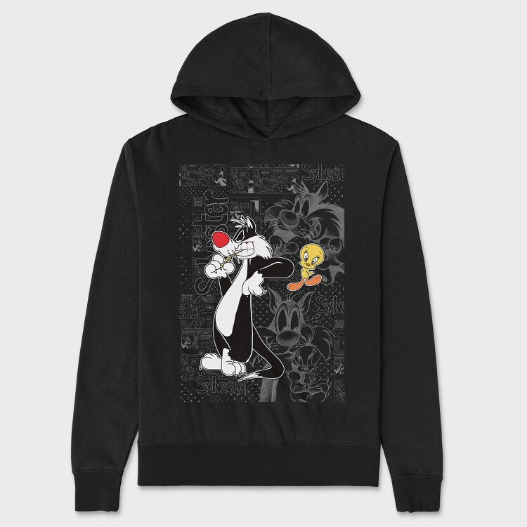 Sylvester Tweety Comic Art Urban Eyes, Hanorac Oversize Barbati (Unisex)