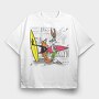 Sylvester Tweety Surfing Brooklyn Urban Art 99, Tricou Oversize Barbati (Unisex)