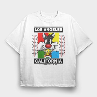 Sylvester Tweety Urban California 1976, Tricou Oversize Barbati (Unisex)