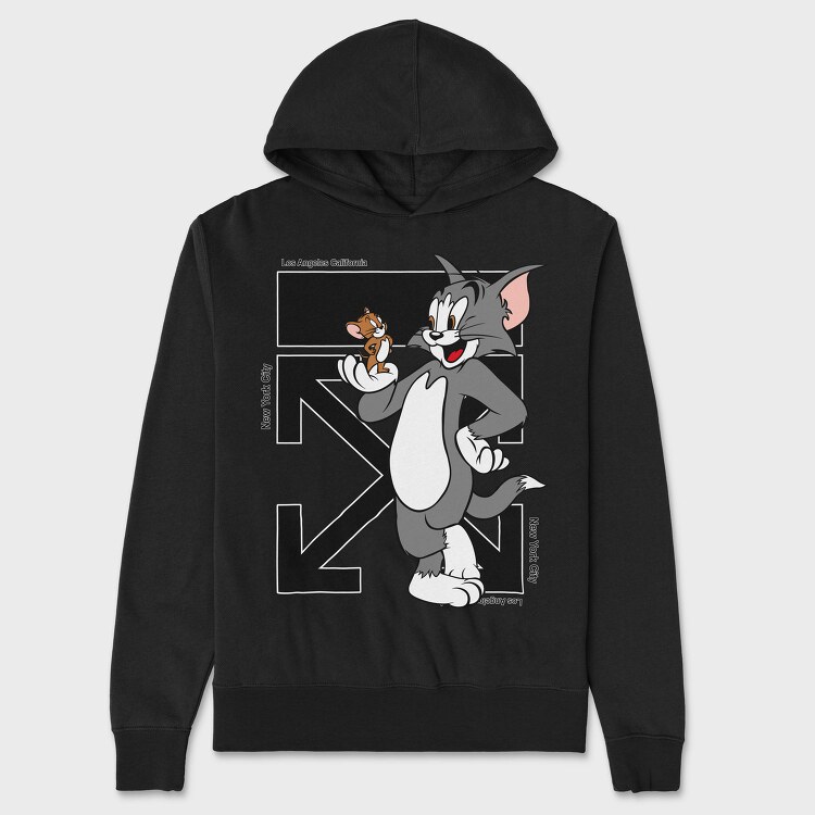 Tom And Jerry City Trip Los Angeles New York, Hanorac Oversize Barbati (Unisex)
