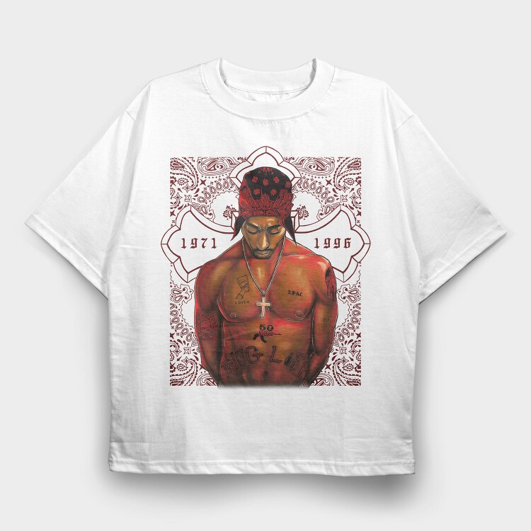 Tupac Tribute Paisley Tattoo 1971 1996, Tricou Oversize Barbati (Unisex)