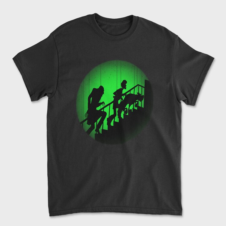 Zombie Walking Stairs Ghoul Green Light, Tricou Barbati (Unisex)