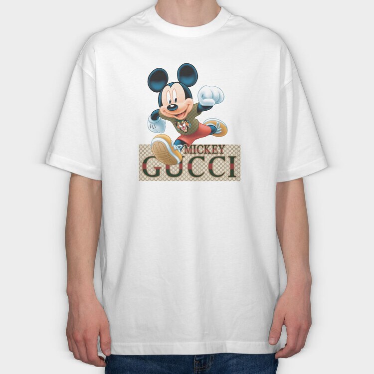Mickey Mouse Gucci Style, Tricou Oversize Barbati (Unisex)