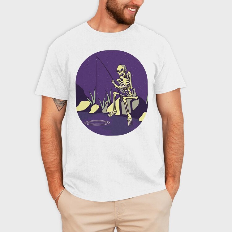 Fishing Skull, Tricou Barbati (Unisex)
