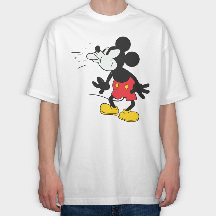 Mickey Mouse Sneeze Urban Art 99, Tricou Oversize Barbati (Unisex)
