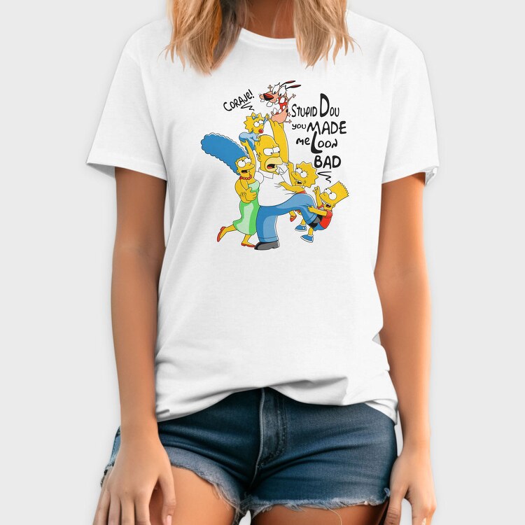 Simpsons Coraje Stupid Dou Me Loon Bad, Tricou Barbati (Unisex)