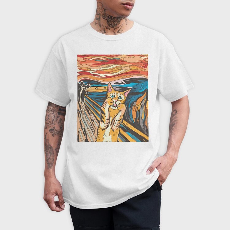 Cat Munch Scream, Tricou Barbati (Unisex)