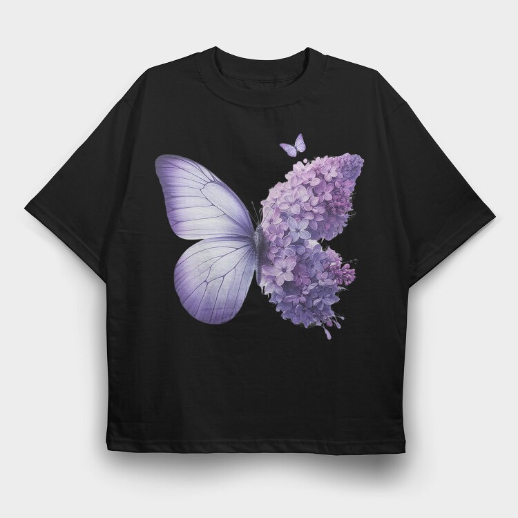 Purple Butterfly Flowers, Tricou Oversize Barbati (Unisex)