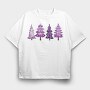 Purple Christmas Trees, Tricou Oversize Barbati (Unisex)