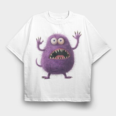 Purple Monster Face, Tricou Oversize Barbati (Unisex)