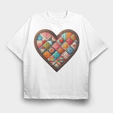 Quilted Hearts Sublimation, Tricou Oversize Barbati (Unisex)