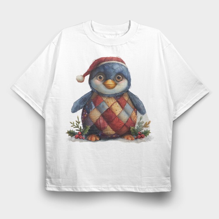 Quilted Penguin Christmas, Tricou Oversize Barbati (Unisex)