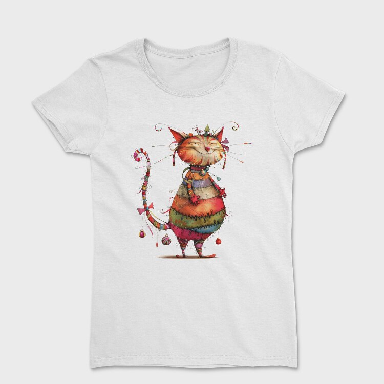 Quirky Cat Christmas, Tricou Femei